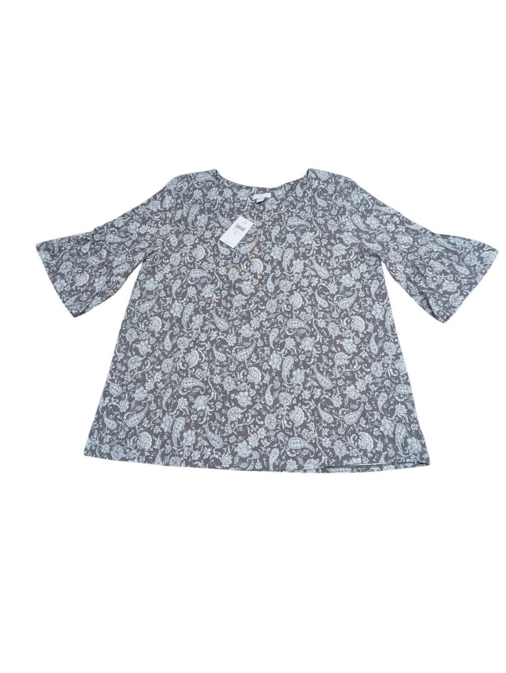 J. Jill Gray Paisley Floral Bell Sleeve Tunic (Medium) New